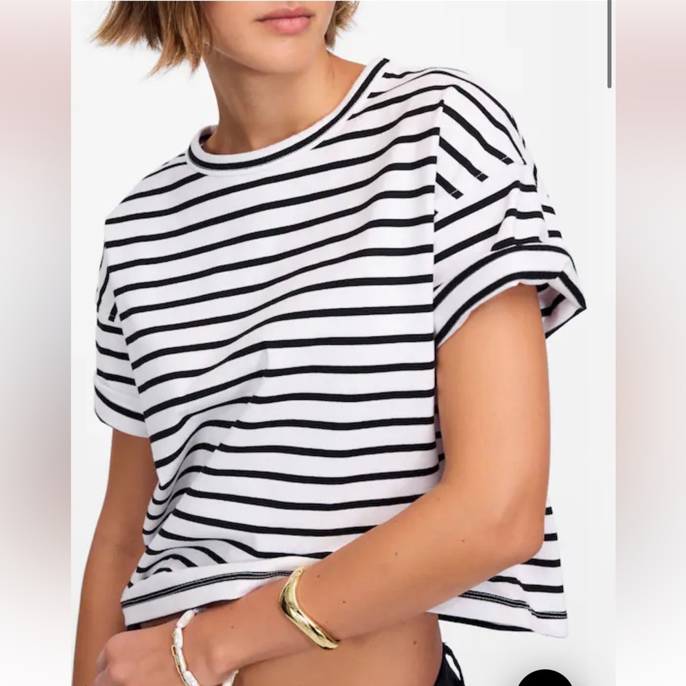 Madewell Everyday Boxy Crop Tee in Stripe
